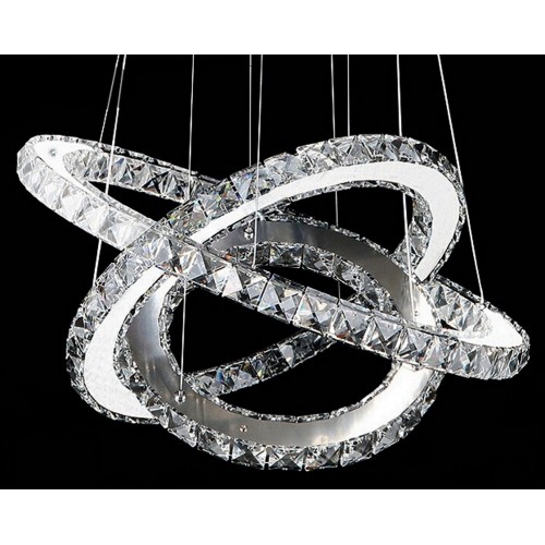 Three Crystal Ring Hanging Light with In-built LED