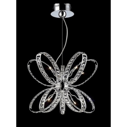 Butterfly Crystal Cluster Pendant Light with Bulbs