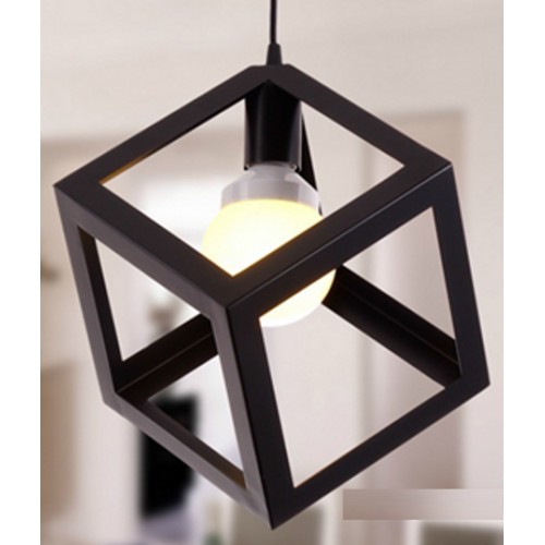 Metal Cube Mini Pendant Light with LED Filament Bulb